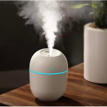 Imagem de Mini Umidificador de Ar Difusor Aromatizador de Ambiente Aromas e Óleo Essencial Portátil Ultrassonico USB LED Mini Purificador 220 ml Aromaterapia (BRANCO)