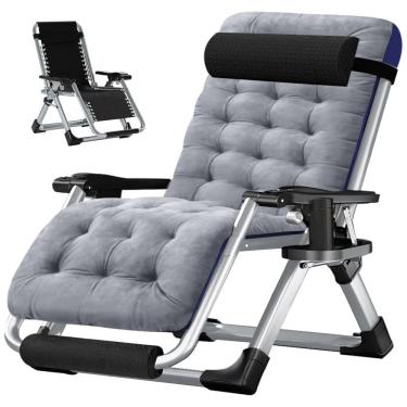 Imagem de Cadeira Reclinável Ajustável Gravidade Zero com Apoio de Cabeça e Porta Copos, LILYPELLE, Cinza