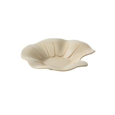 Imagem de Lata de lixo Prato de sopa com aprofundamento de cerâmica, prato criativo em forma de folha de lótus, bandeja de servir, prato de jantar de alta qualidade, utensílios de mesa requintados(26cm)