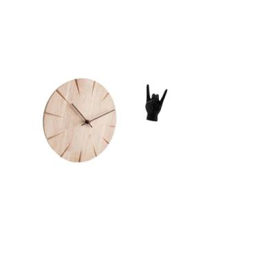 Imagem de Fenteer Relógio de Parede de Madeira com Design Criativo, Relógio Decorativo Silencioso para Restaurante, Escritório, Estátua de Pedra, Gesto de Mão, Escultur