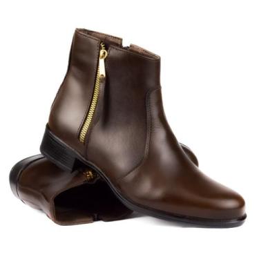 Imagem de Bota Montaria Coturno Feminino em Couro Premium Zíper Lateral - Galipo