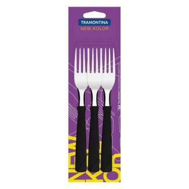 Imagem de Conjunto De Garfos De Mesa Tramontina New Kolor Preto 3 Peças Tramonti