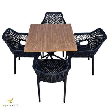 Imagem de Conjunto Mesa Flex 75x75 + 4 Poltronas Suits Preta - Top Chairs