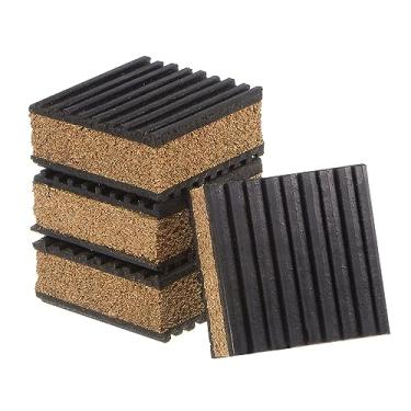 Imagem de Generic 4 almofadas de borracha antivibração 5 cm x 5 cm x 7/20.3 cm almofada absorvente de vibração tapete antiderrapante de ruído com centro de cortiça para compressor de ar condicionado, lavadora