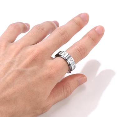 Imagem de Anéis de Declaração de Zircônia Cúbica para Homens Mulheres CZ Moda Giratório Anel de Polegar Jóias Tamanho 7-11, 08, Aço inoxidável, Sem pedra preciosa