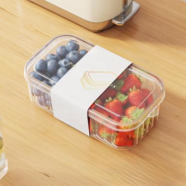 Imagem de Recipientes de armazenamento de alimentos com tampas removíveis e bandeja de drenagem - perfeitos para organização de geladeira, armazenamento de frutas, legumes e refeições DJA341-001