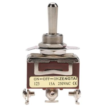 Imagem de Generic Interruptor momentâneo ON-OFF-ON de 3 posições, SPDT, 3 pinos, 12 mm, 15A, 250 VCA, compacto, incolor