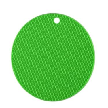Imagem de Descanso de Panela em Silicone Multicolorido, Antiderrapante, Resistente ao Calor, Base Protetora para Mesa com Textura em Colmeia (Verde)