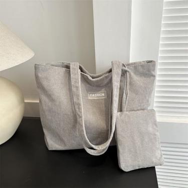 Imagem de Bolsas femininas modernas com uma bolsa pequena para viagens, trabalho, compras, academia, Cinza claro, Large