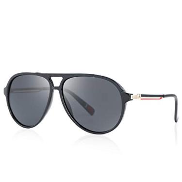 Imagem de Óculos de sol aviador retrô para mulheres, homens, clássicos, anos 70, vintage, moderno, quadrado, óculos de sol, Preto/cinza, 62mm x 149mm