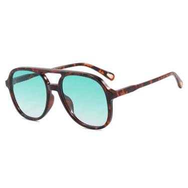 Imagem de Óculos de sol aviador retrô feminino masculino moderno quadrado anos 70 clássico vintage aviadores óculos de sol, Azul degradê tartaruga