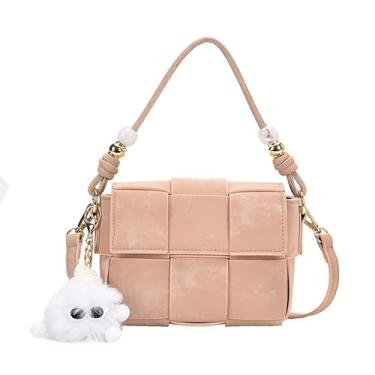 Imagem de Mini bolsa transversal de tecido para mulheres, bolsa de ombro quadrada de couro bolsa clutch fofa pochete, Caqui, Bolsas de ombro