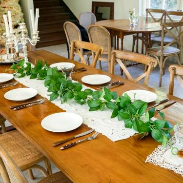 Imagem de Guirlanda artificial de 6 m, folhas de rosa, 66 peças, folhas falsas para festa de casamento, guirlanda de Natal, temporada de férias, lareira (3 folhas verdes)