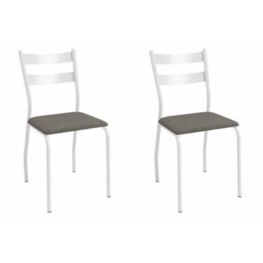 Imagem de Cadeira De Cozinha Bali 2c141br Aço Kit 2 Un Branco-linho Escuro - Kappesberg