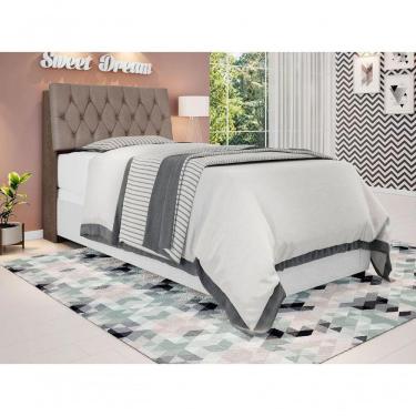 Imagem de Cabeceira Box Solteiro Isis Chocolate Capitonê Bege Escuro