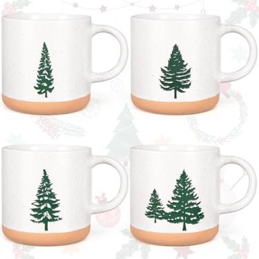 Imagem de YHRJWN Conjunto de canecas de Natal de 118 a 340 g, canecas de café de Natal com design de árvore de Natal, presentes de Natal para família, amigos, seguro para lava-louças e micro-ondas