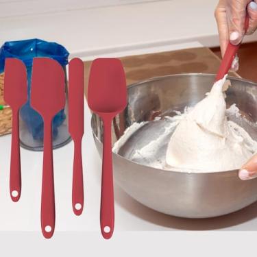 Imagem de Conjunto de espátulas de silicone resistente ao calor de 4 peças – Utensílios de cozimento e cozimento que não arranham com aderência ergonômica (pode ser lavada na lava-louças