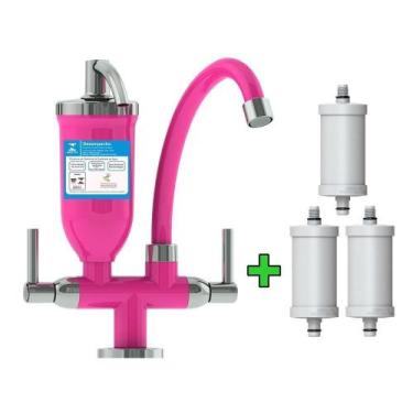 Imagem de Torneira Abs Filtro Cozinha Rosa Bancada 2168 C70 + 3 Refil - INJETPLA