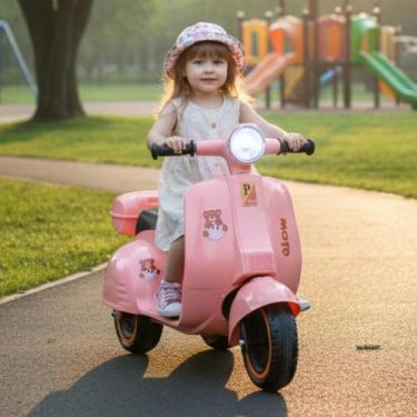 Imagem de Mini Moto Elétrica Infantil 6V Scooter Retrô com Luz e Som Rosa - Bang