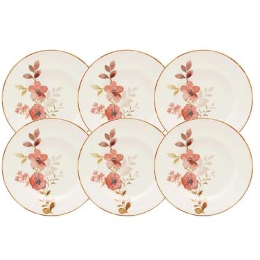 Imagem de Jogo De Pratos Fundos Kit 6 Peças 21,5Cm Cerâmica Chá Das 5