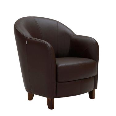 Imagem de Poltrona Kairós com Pés Madeira Couro Chocolate