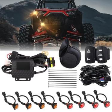 Imagem de Emeland Kit de seta UTV com buzina 110D, pré-conectado, Plug and Play UTV ATV Blinker com interruptor basculante, luz de perigo, kit universal de rua legal compatível com Polaris, Can-Am, Kawasaki