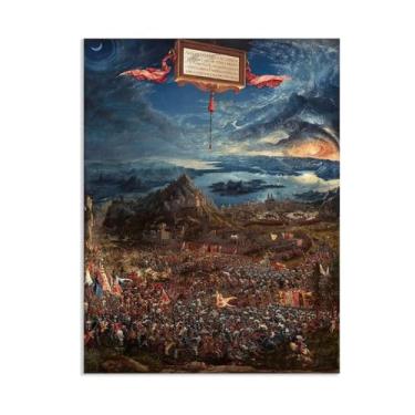 Imagem de Pôster de parede Albrecht Altdorfer A Batalha de Alexandre em Issus Giclee impressões em tela Albrecht Altdorfer decoração de parede para sala de estar quarto banheiro decoração de casa 65 x 50 cm (26