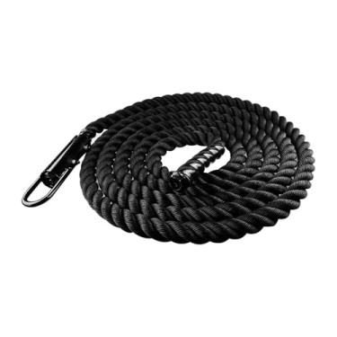 Imagem de Colaxi Equipamento profissional de escalada em ginásio com corda e mosquetão, corda de poliéster para exercícios de e treinamento com cordas pesadas, 9m