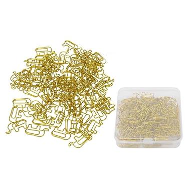 Imagem de Clipes de papel em forma de metal, decorativos fofos, pequenos clipes de papel para organizar documentos, notebooks, cor dourada, 100 peças com caixa de armazenamento (Bezerro Elefante)