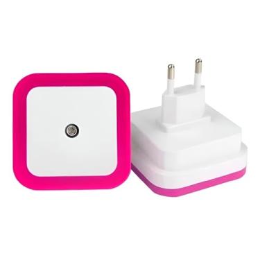 Imagem de Luz Noturna LED com Sensor de Movimento, Bivolt, Branco e Rosa, 6x6cm, 0.5W, 40Lm, 360°, Iluminação Automática para Corredor e Quarto