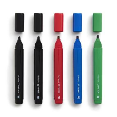 Imagem de Marcadores permanentes STAPLES TRU RED Tank Chisel Tip, pacote com 5