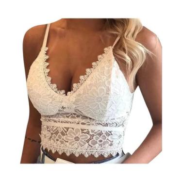 Imagem de Top De Lingerie Floral Em Renda Para Mulheres, Sem Arame, Estilo Crop 