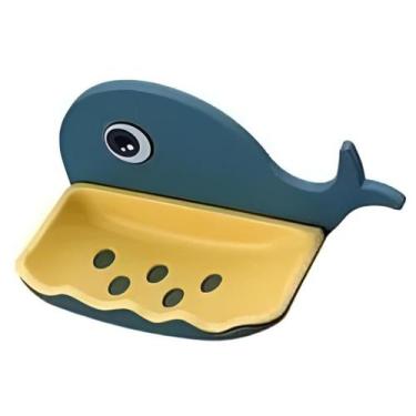 Imagem de Saboneteira Baleia Adesivo Parede Banheiro Infantil Azul Escuro - NS