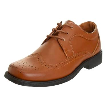 Imagem de Josmo Sapato social casual Oxford básico para meninos (infantil, criança pequena, criança grande), Marrom, 13 US Little Kid