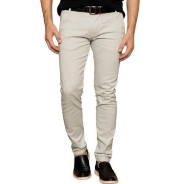Imagem de Calça Masculina Social Sarja Slim Fit C Lycra Bolso Faca - Mitchelgutt