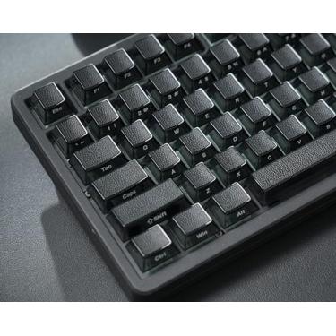 Imagem de dagaladoo Conjunto de teclas pretas transparentes Jelly Set 128 teclas PC/PBT 75 por cento, brilho transparente através de teclas Cherry Profile compatível com teclado mecânico de layout dos EUA
