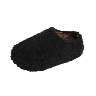 Imagem de Chinelo feminino forrado com lã para outono inverno confortável confortável, Preto, 36