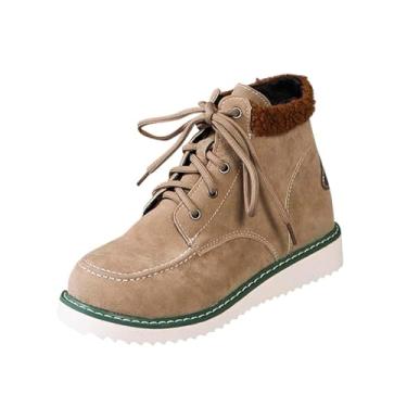 Imagem de Botas femininas clássicas de salto plus size outono inverno moderno confortável botas de neve, Caqui, 38