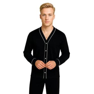 Imagem de Pijama Americano Masculino Adulto Inverno Calça Manga Longa Pós Cirúrg