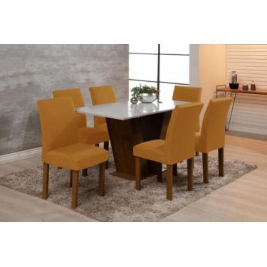 Imagem de Kit 6 Capas De Cadeira Mesa Sala Jantar Elástico Mostarda - Wellus Enx