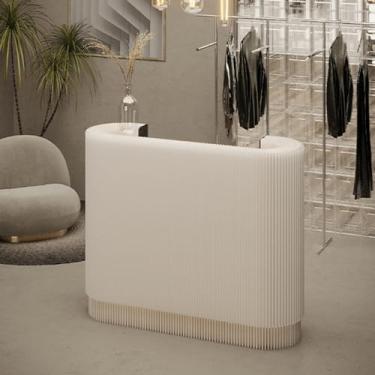 Imagem de Mesa de recepção, balcão frontal, balcão de recepção de papel, mesa de recepção de computador, balcão de recepção moderno, para sala de recepção, saguão, salão (cor: branco)