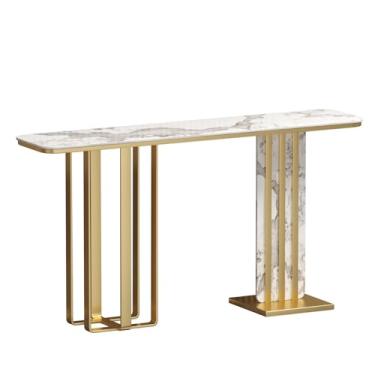 Imagem de Mesa de console de entrada, mesas retangulares de sofá atrás do sofá, mesas de destaque, mesa de entrada de casa de fazenda industrial, para sala de estar, corredor, hall de entrada, decoração de