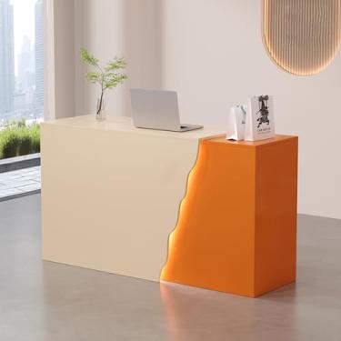 Imagem de Mesa de recepção, mesa de recepção, mesa de recepção com balcão, mesa de recepção moderna, mesa de recepção pequena, recepção, balcão de recepção, mesa de recepção em pé, balcão de salão, recepção