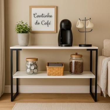 Imagem de Aparador Buffet Industrial Cantinho do Café–2 Prateleiras em MDF (PRETO E BRANCO)