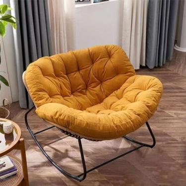 Imagem de Cadeiras de balanço grandes para pátio ao ar livre com almofada acolchoada - balanço de vime real para varanda, jardim, pátio, quintal - cadeira de balanço em forma de ovo - cadeira de balanço grande