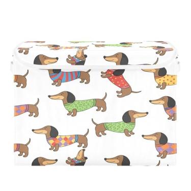 Imagem de Burbuja Caixa de armazenamento para cães com tampa e alças, caixa de armazenamento grande dobrável para prateleiras armário quarto escritório organizador