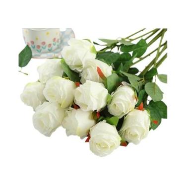 Imagem de Rosas De Seda De Veludo Flores Artificiais Com Cabos Longos Para Decor