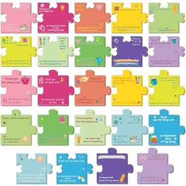 Imagem de Tinlade Quebra-cabeça com 24 blocos para professores, dia dos namorados, notas adesivas coloridas autoadesivas para professores e estudantes, presente de fim de ano escolar, fofo, material de festa