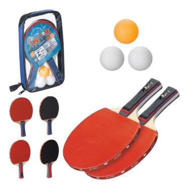 Imagem de Kit Ping Pong Tênis de mesa Com 2 Raquetes e 3 Bolinhas