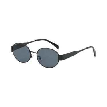 Imagem de Óculos De Sol Retro Unissex Oval Luxuosos De Metal Redondos Para Dirig